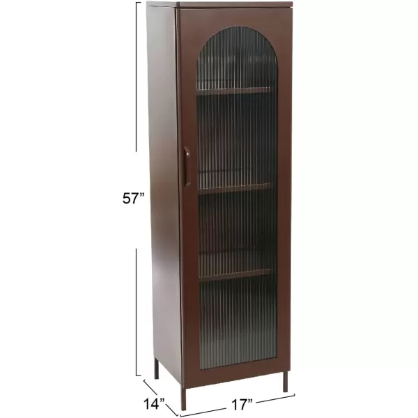 Creative CoOp Solstice Metal Cabinet with 2 Arched Glass Doors Dark GreenBrown