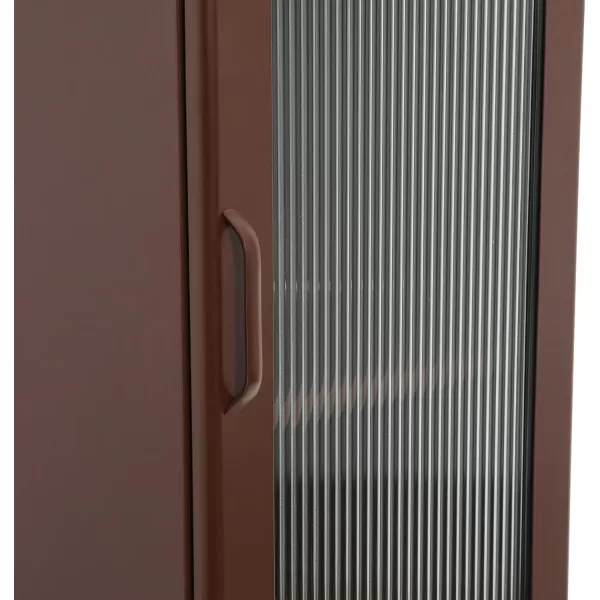 Creative CoOp Solstice Metal Cabinet with 2 Arched Glass Doors Dark GreenBrown