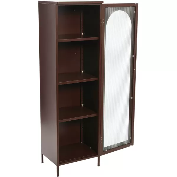 Creative CoOp Solstice Metal Cabinet with 2 Arched Glass Doors Dark GreenBrown