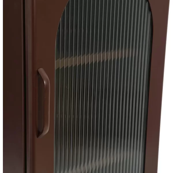 Creative CoOp Solstice Metal Cabinet with 2 Arched Glass Doors Dark GreenBrown