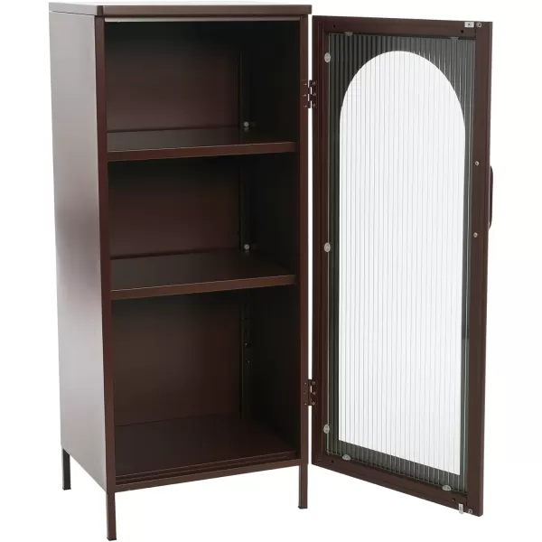 Creative CoOp Solstice Metal Cabinet with 2 Arched Glass Doors Dark GreenBrown