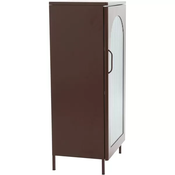 Creative CoOp Solstice Metal Cabinet with 2 Arched Glass Doors Dark GreenBrown