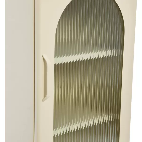 Creative CoOp Solstice Metal Cabinet with 2 Arched Glass Doors Dark GreenCream