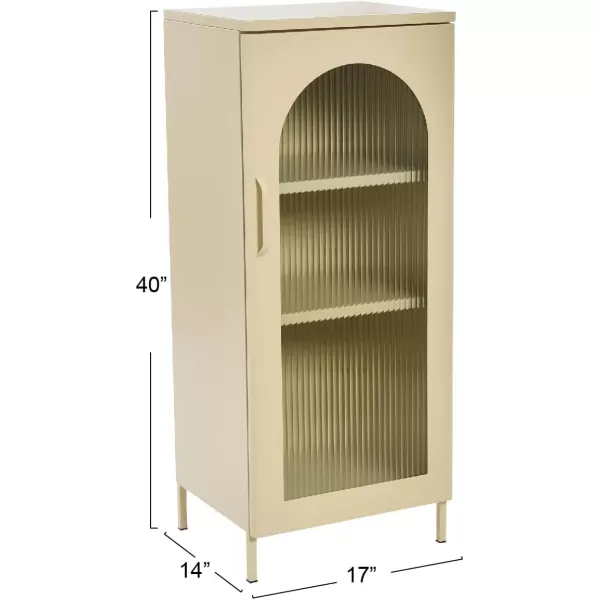 Creative CoOp Solstice Metal Cabinet with 2 Arched Glass Doors Dark GreenCream
