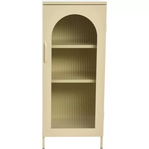 Creative CoOp Solstice Metal Cabinet with 2 Arched Glass Doors Dark GreenCream