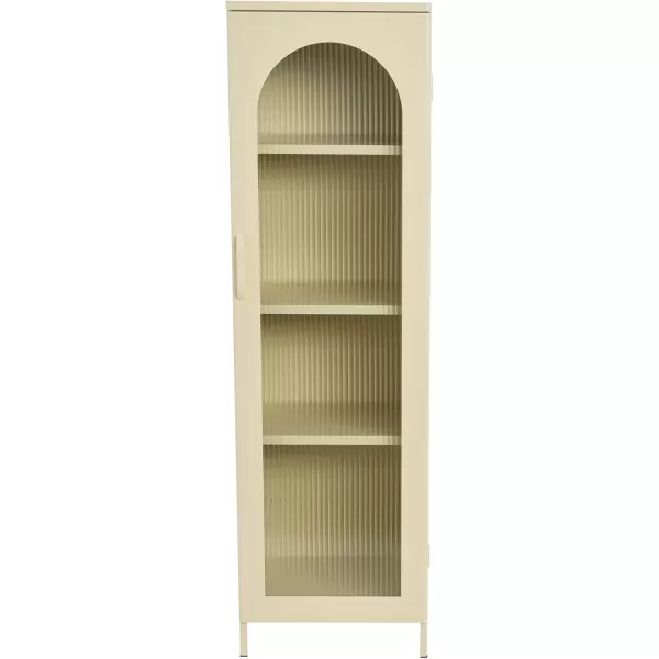 Creative CoOp Solstice Metal Cabinet with 2 Arched Glass Doors Dark GreenCream