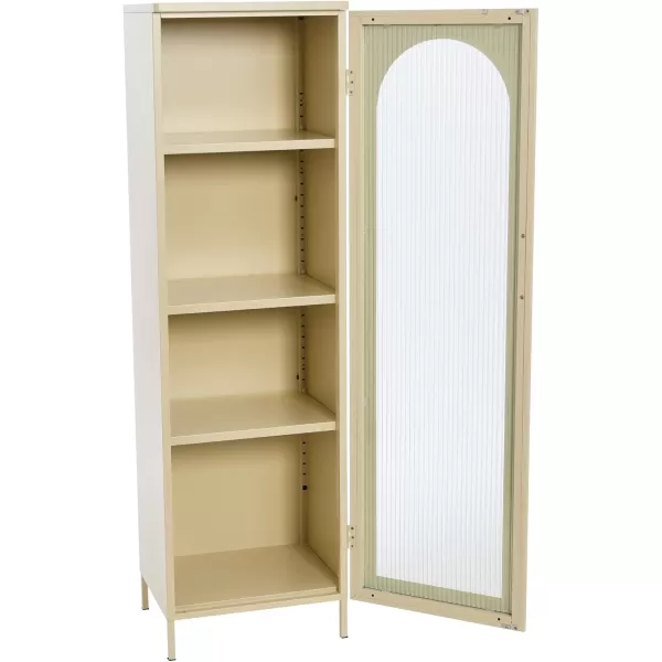 Creative CoOp Solstice Metal Cabinet with 2 Arched Glass Doors Dark GreenCream