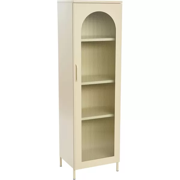 Creative CoOp Solstice Metal Cabinet with 2 Arched Glass Doors Dark GreenCream