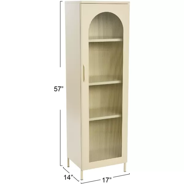Creative CoOp Solstice Metal Cabinet with 2 Arched Glass Doors Dark GreenCream