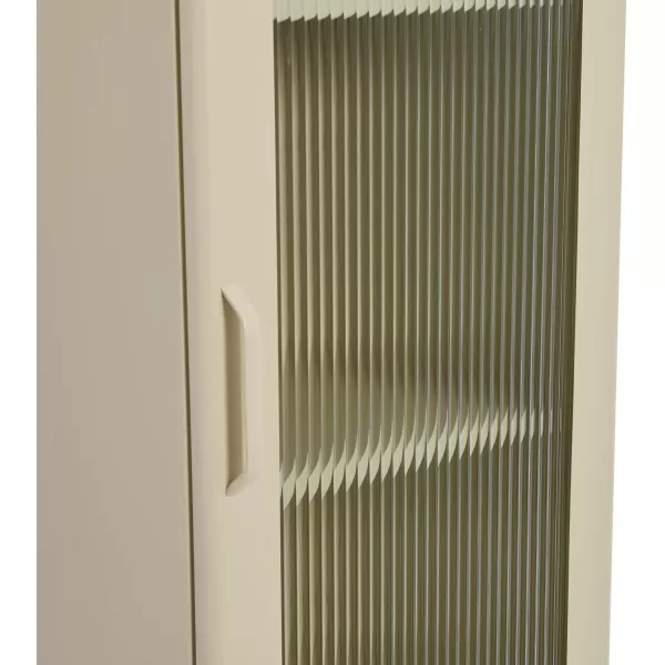 Creative CoOp Solstice Metal Cabinet with 2 Arched Glass Doors Dark GreenCream