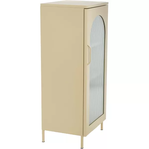 Creative CoOp Solstice Metal Cabinet with 2 Arched Glass Doors Dark GreenCream