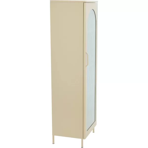 Creative CoOp Solstice Metal Cabinet with 2 Arched Glass Doors Dark GreenCream