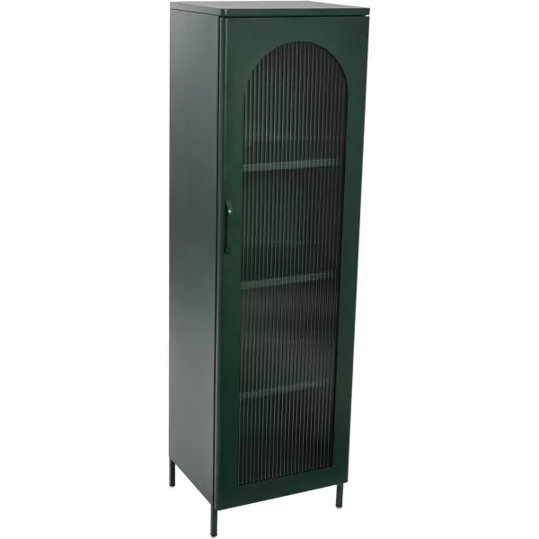 Creative CoOp Solstice Metal Cabinet with 2 Arched Glass Doors Dark GreenGreen
