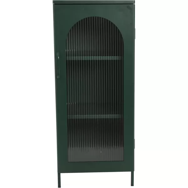 Creative CoOp Solstice Metal Cabinet with 2 Arched Glass Doors Dark GreenGreen