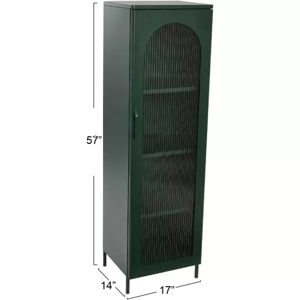 Creative CoOp Solstice Metal Cabinet with 2 Arched Glass Doors Dark GreenGreen