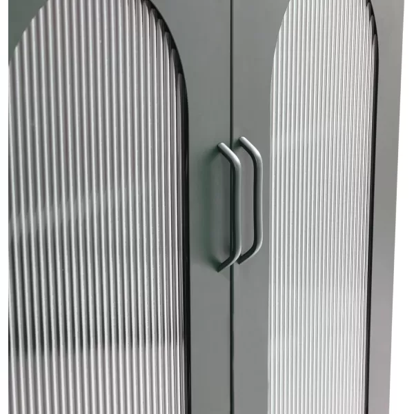 Creative CoOp Solstice Metal Cabinet with 2 Arched Glass Doors Dark GreenGreen