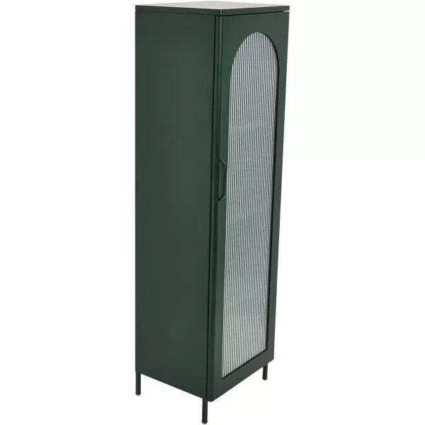 Creative CoOp Solstice Metal Cabinet with 2 Arched Glass Doors Dark GreenGreen
