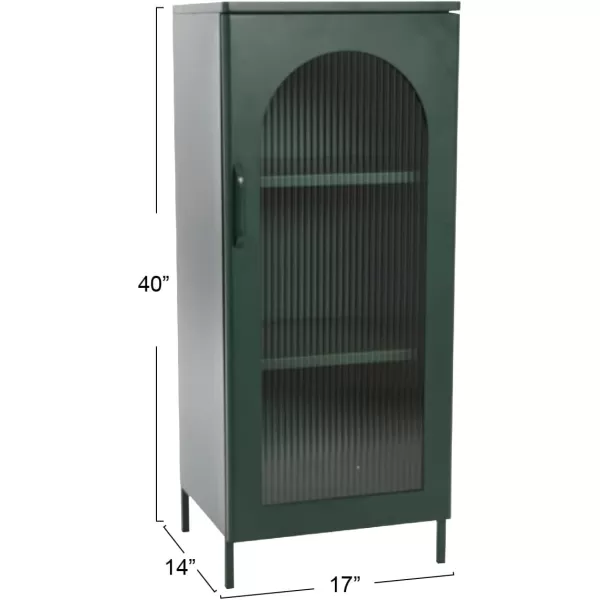 Creative CoOp Solstice Metal Cabinet with 2 Arched Glass Doors Dark GreenGreen