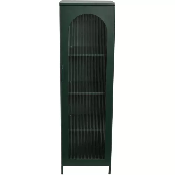 Creative CoOp Solstice Metal Cabinet with 2 Arched Glass Doors Dark GreenGreen