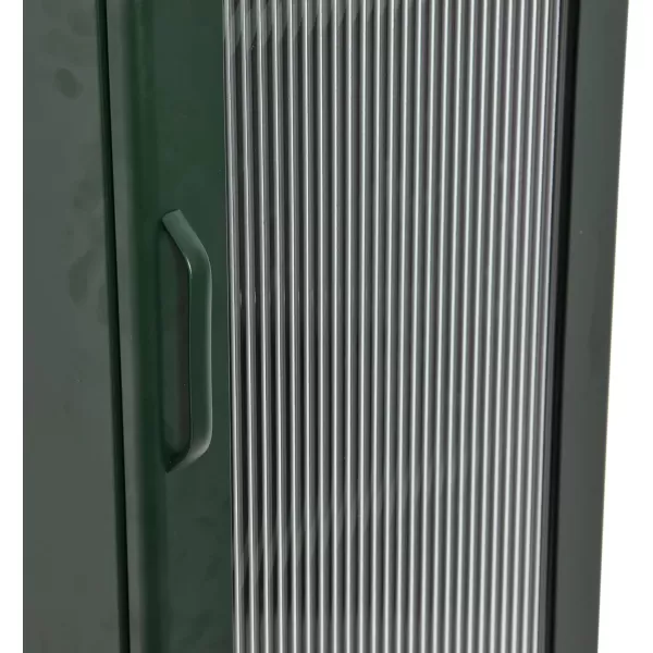 Creative CoOp Solstice Metal Cabinet with 2 Arched Glass Doors Dark GreenGreen