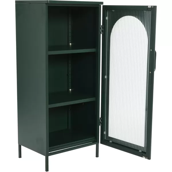 Creative CoOp Solstice Metal Cabinet with 2 Arched Glass Doors Dark GreenGreen
