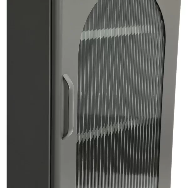 Creative CoOp Solstice Metal Cabinet with 2 Arched Glass Doors Dark GreenGrey