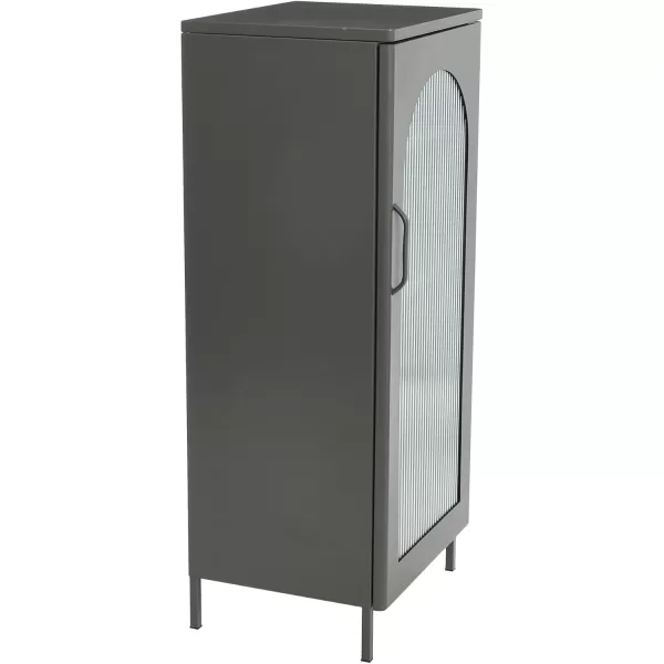 Creative CoOp Solstice Metal Cabinet with 2 Arched Glass Doors Dark GreenGrey