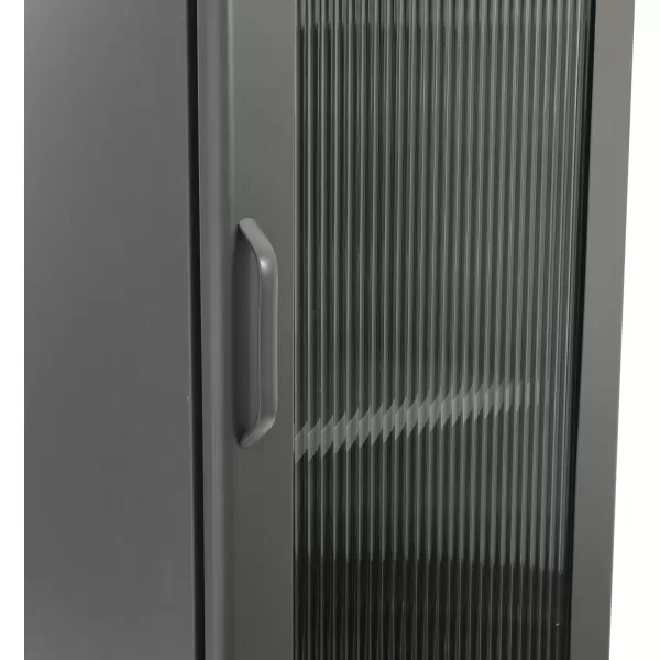 Creative CoOp Solstice Metal Cabinet with 2 Arched Glass Doors Dark GreenGrey