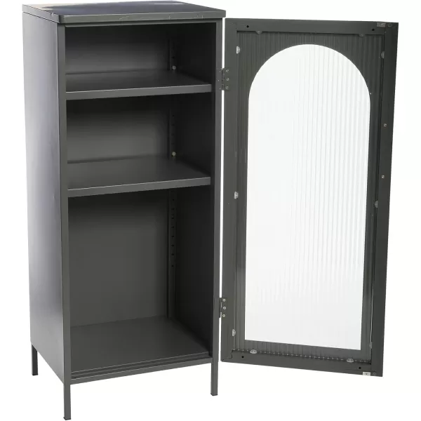 Creative CoOp Solstice Metal Cabinet with 2 Arched Glass Doors Dark GreenGrey