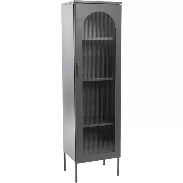 Creative CoOp Solstice Metal Cabinet with 2 Arched Glass Doors Dark GreenGrey