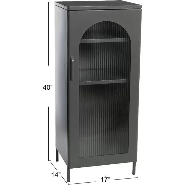 Creative CoOp Solstice Metal Cabinet with 2 Arched Glass Doors Dark GreenGrey