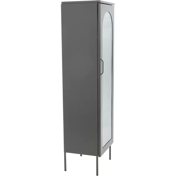 Creative CoOp Solstice Metal Cabinet with 2 Arched Glass Doors Dark GreenGrey