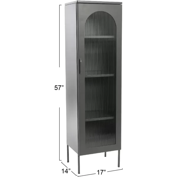 Creative CoOp Solstice Metal Cabinet with 2 Arched Glass Doors Dark GreenGrey