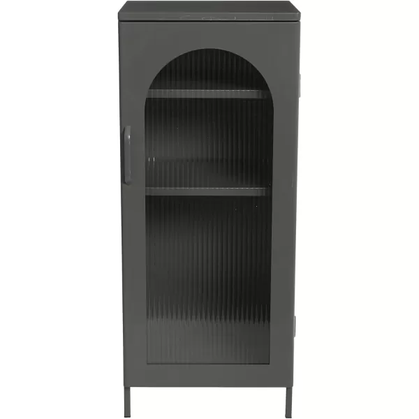 Creative CoOp Solstice Metal Cabinet with 2 Arched Glass Doors Dark GreenGrey