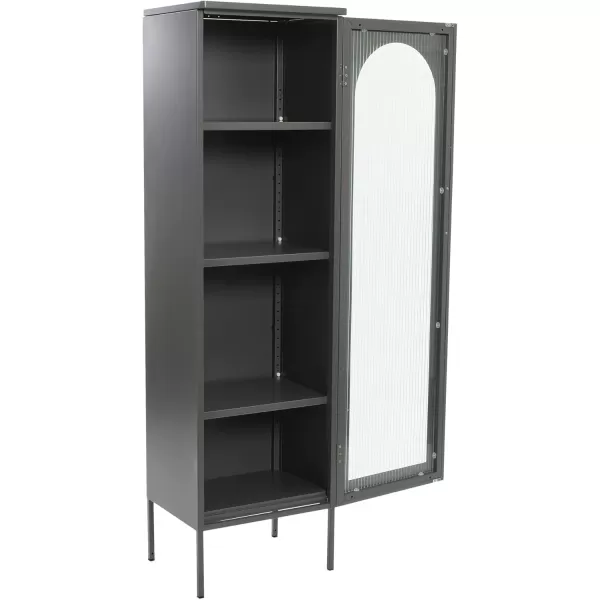 Creative CoOp Solstice Metal Cabinet with 2 Arched Glass Doors Dark GreenGrey
