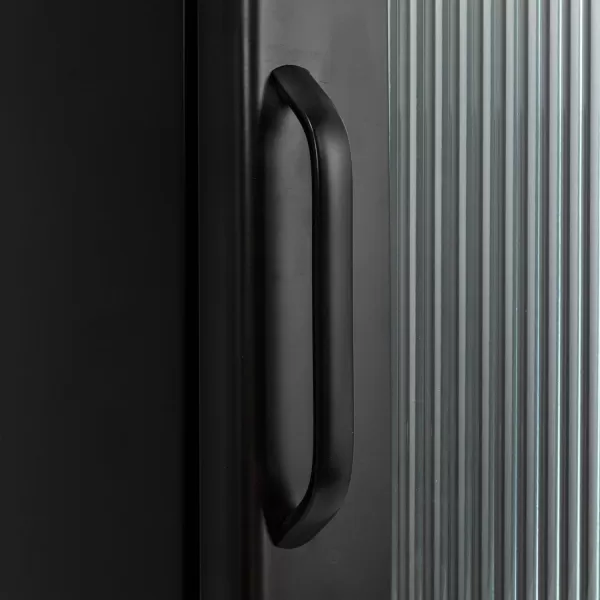 Creative CoOp Solstice Metal Cabinet with 2 Arched Glass Doors Dark GreenMatte Black