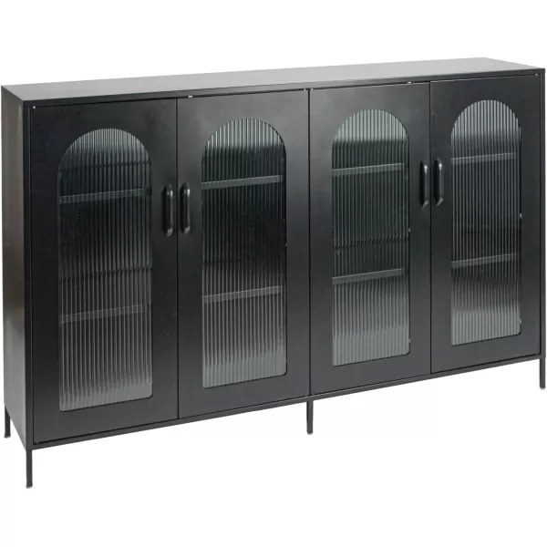 Creative CoOp Solstice Metal Cabinet with 2 Arched Glass Doors Dark GreenMatte Black