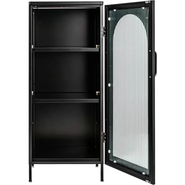 Creative CoOp Solstice Metal Cabinet with 2 Arched Glass Doors Dark GreenMatte Black