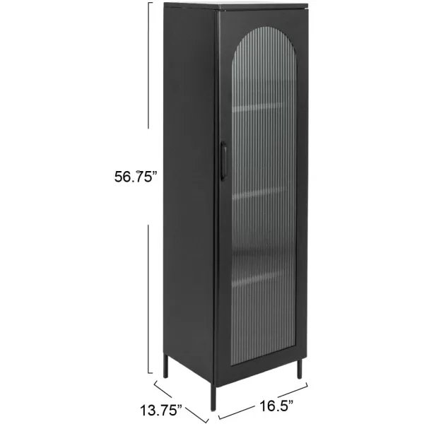 Creative CoOp Solstice Metal Cabinet with 2 Arched Glass Doors Dark GreenMatte Black