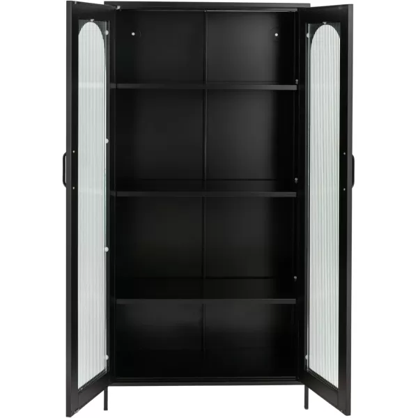 Creative CoOp Solstice Metal Cabinet with 2 Arched Glass Doors Dark GreenMatte Black