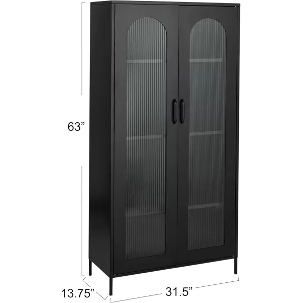 Creative CoOp Solstice Metal Cabinet with 2 Arched Glass Doors Dark GreenMatte Black