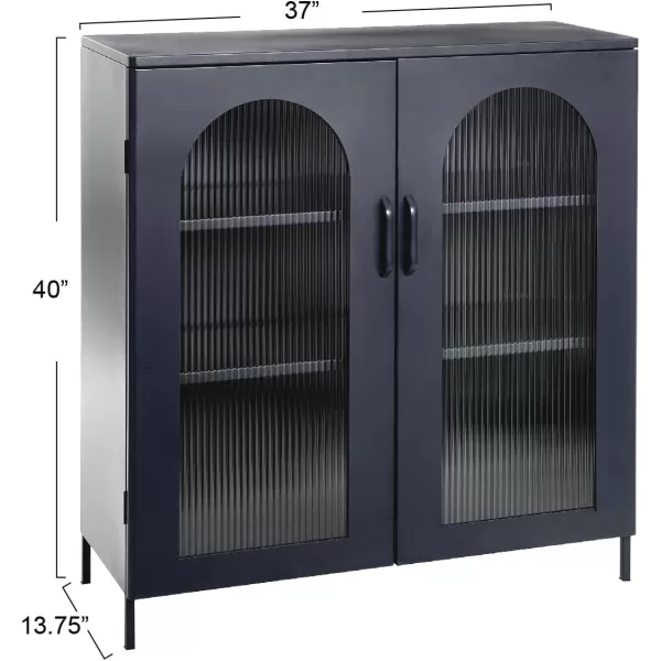 Creative CoOp Solstice Metal Cabinet with 2 Arched Glass Doors Dark GreenMatte Black