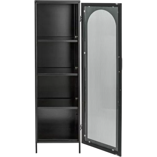 Creative CoOp Solstice Metal Cabinet with 2 Arched Glass Doors Dark GreenMatte Black