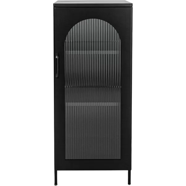 Creative CoOp Solstice Metal Cabinet with 2 Arched Glass Doors Dark GreenMatte Black