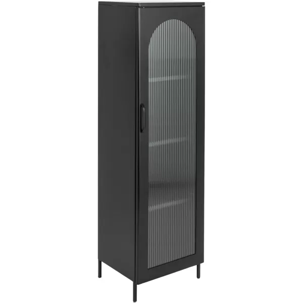 Creative CoOp Solstice Metal Cabinet with 2 Arched Glass Doors Dark GreenMatte Black