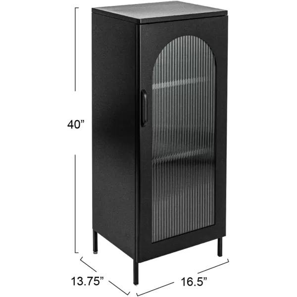 Creative CoOp Solstice Metal Cabinet with 2 Arched Glass Doors Dark GreenMatte Black