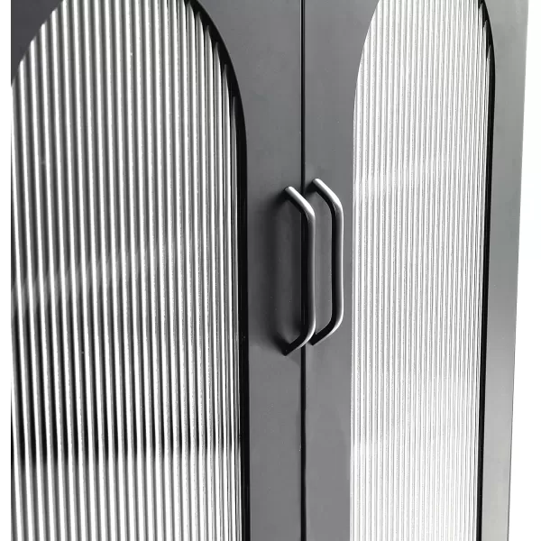 Creative CoOp Solstice Metal Cabinet with 2 Arched Glass Doors Dark GreenMatte Black
