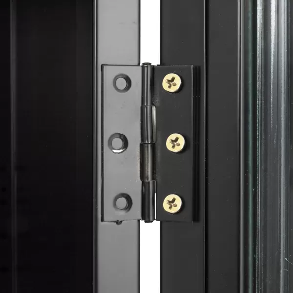 Creative CoOp Solstice Metal Cabinet with 2 Arched Glass Doors Dark GreenMatte Black