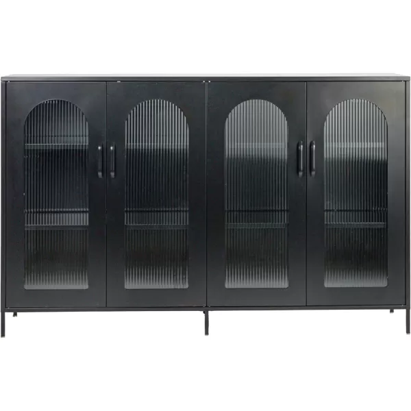 Creative CoOp Solstice Metal Cabinet with 2 Arched Glass Doors Dark GreenMatte Black