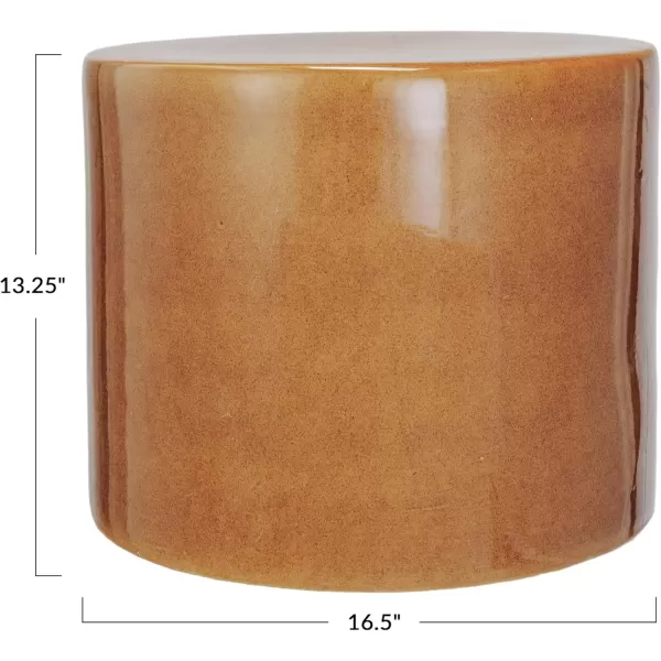 Creative CoOp Stoneware Round Stool with Reactive Glaze Mustard